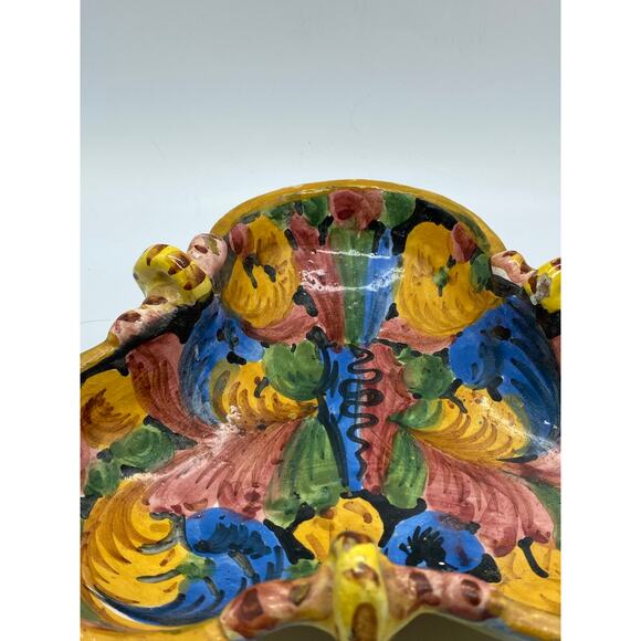 Vintage Italian Majolica Jardiniere Figural Handles Red Clay signed Italy 1509 - Picture 4 of 10